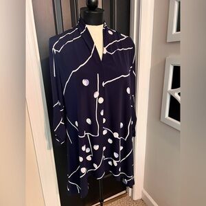 Clara Sunwoo Navy and White Tunic